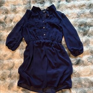 Rhapsody Navy Mini Dress with Button Accents layers